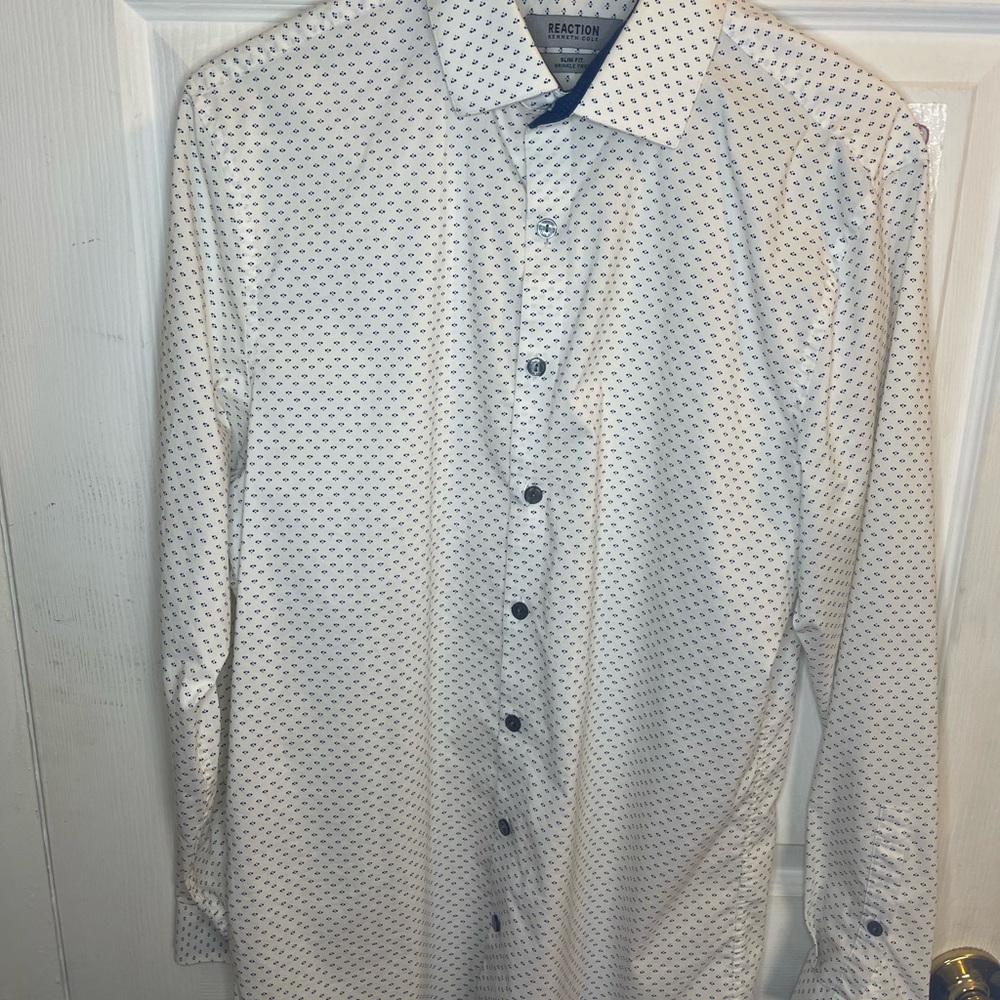 Kenneth Cole Reaction White Patterned Men's Shirt